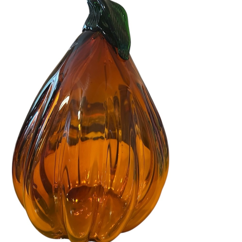 Vintage Orange Amber Glass Pumpkin Decor